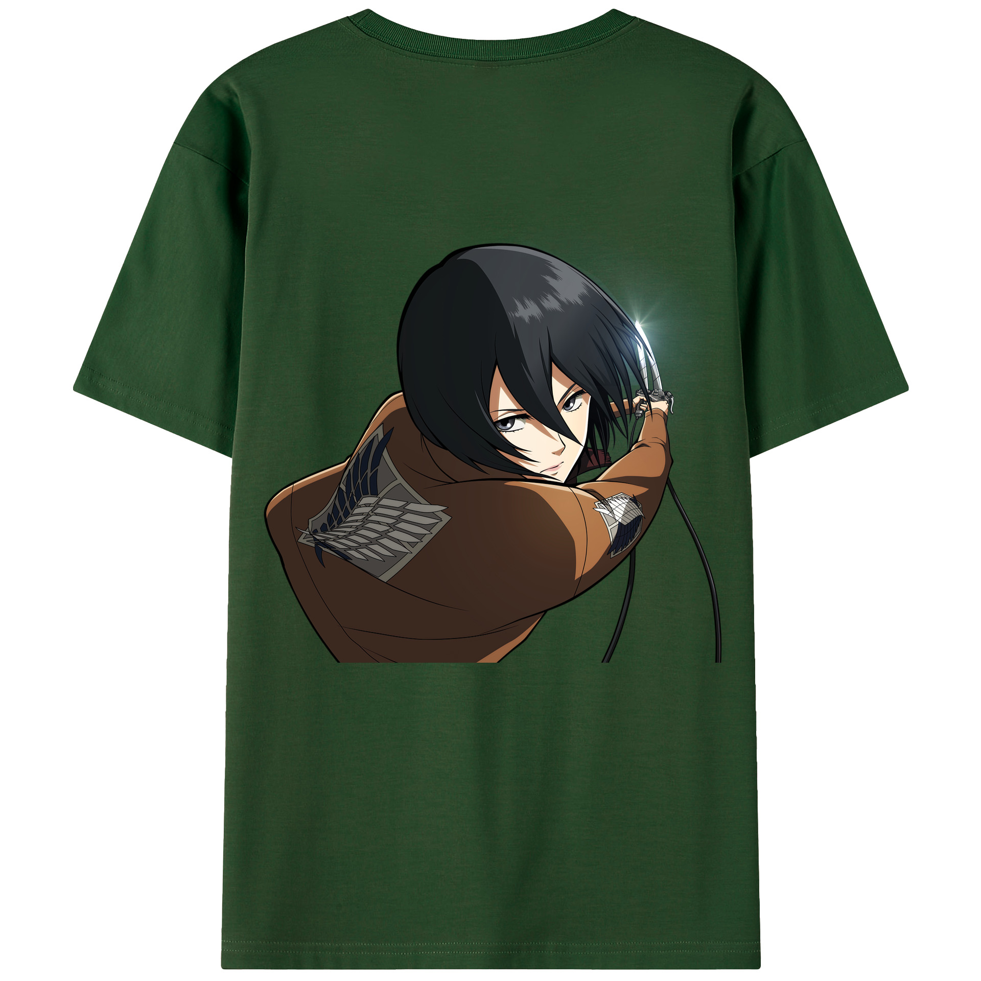 （画像用） 進撃の巨人 ミカサ·アッカーマン Attack on Titan Mikasa Ackerman 綿100％半袖Tシャツ（背面プリント）